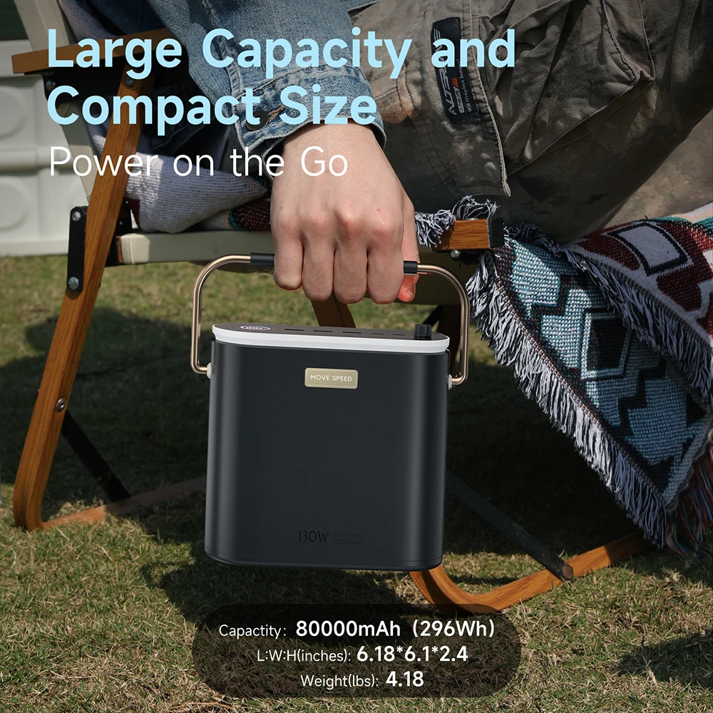 MOVESPEED S80 Large Capacity Power Bank 100W PD Fast Charging External Battery Portable Power Station for Camping Outdoor Laptop