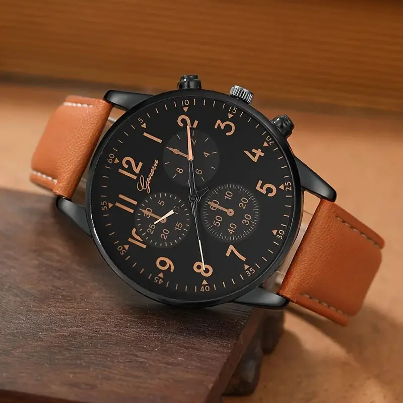 ساعة رسمية للرجال بتقويم ثلاثي | كرونوغراف كوارتز حاد لأسلوب الأعمال الحديث #3