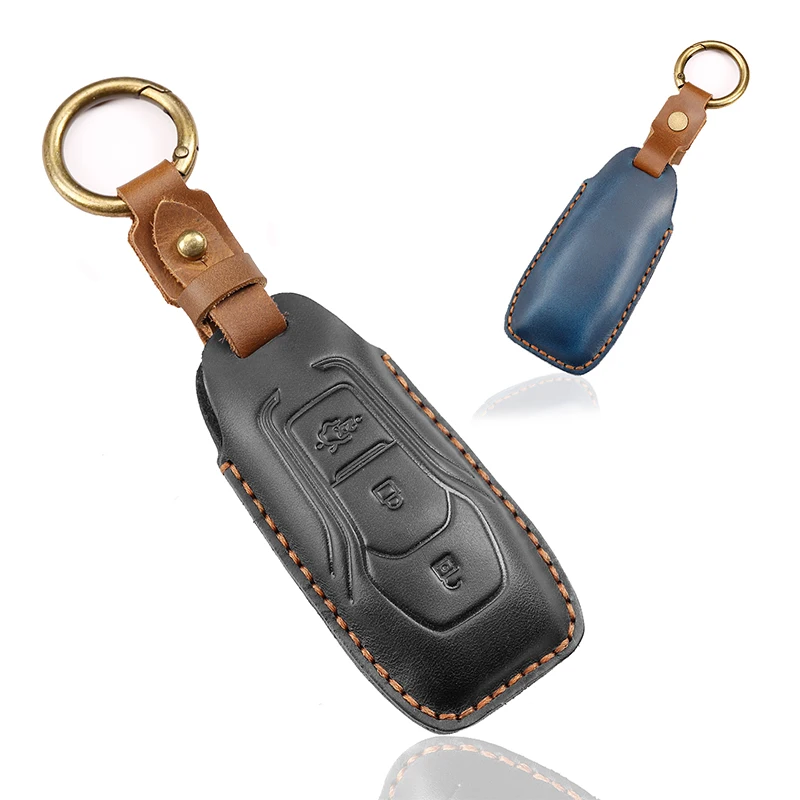 

For Ford Focus 3 4 ST Mondeo 5 MK5 Mustang F-150 Explorer Edge Fiesta Kuga MK3 4 Leather Car Remote Key Case Cover Accessories