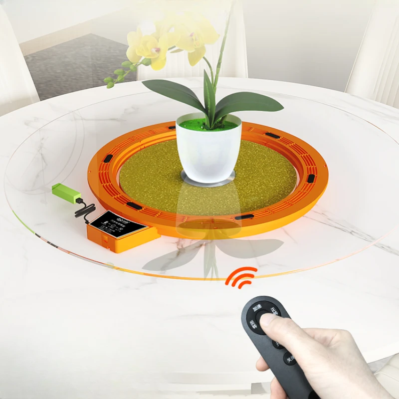 Electric turntable for dining tables, household and commercial wireless charging intelligent base with rotating core