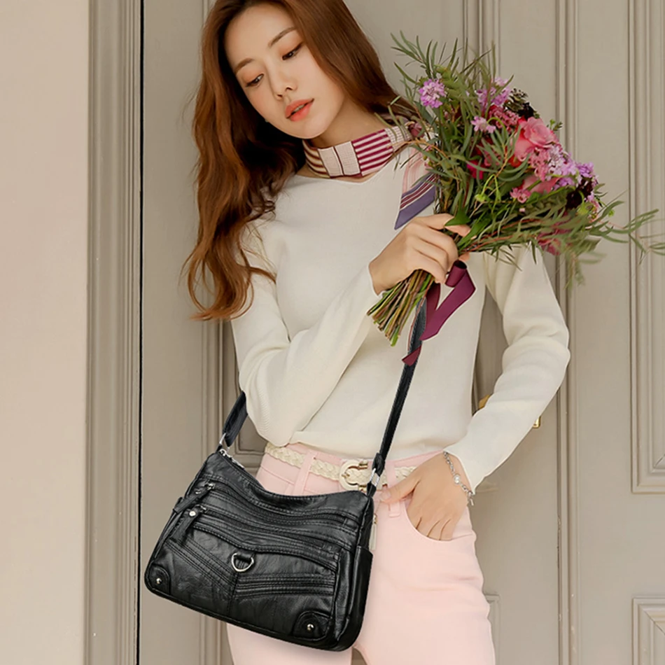 Soft Pu Leather Purses and Handbags 2024 High Quality Women\'s Messenger Bag Luxury Designer Ladies Crossbody Shoulder Bags Sac