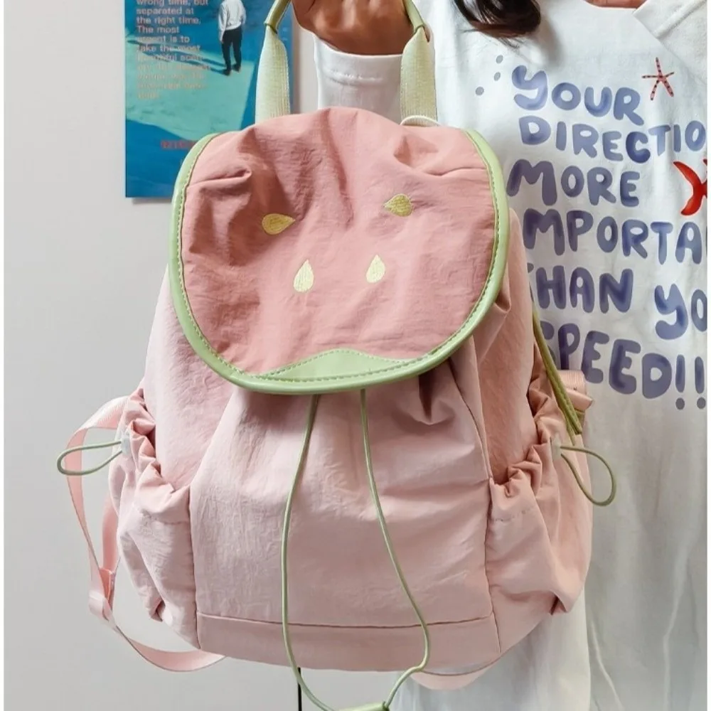 Fashion Dopamine Color Drawstring Backpack Large Capacity Fruit Shoulder Bag Korean Style School Bag Hiking