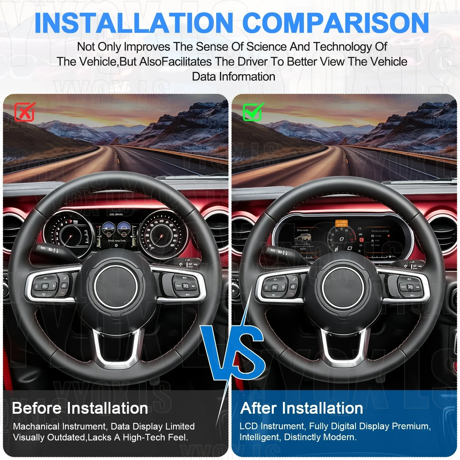 Digital Cluster For Jeep Wrangler 2018-2023 Car LCD Dashboard Virtual Cockpit Instrument Multifunctional Speedmeter Screen Parts