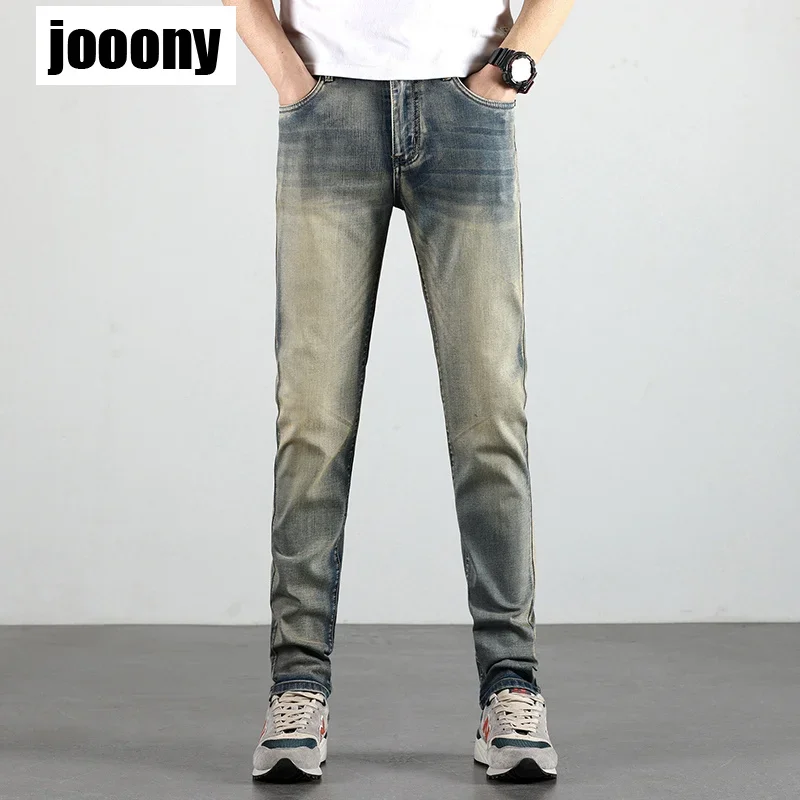 

Персонализированная уличная одежда 2023, осенние новые джинсы, мужские эластичные прямые тонкие мужские джинсы, повседневные модные универсальные джинсовые брюки