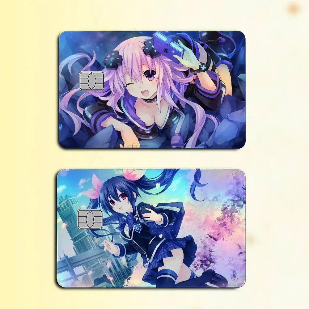 O-Official Neptunia Laser Holographic Card Skin Sticker For Credit Debit Cards - 4pcs/Set Waterproof Scratch-Resistant Protector