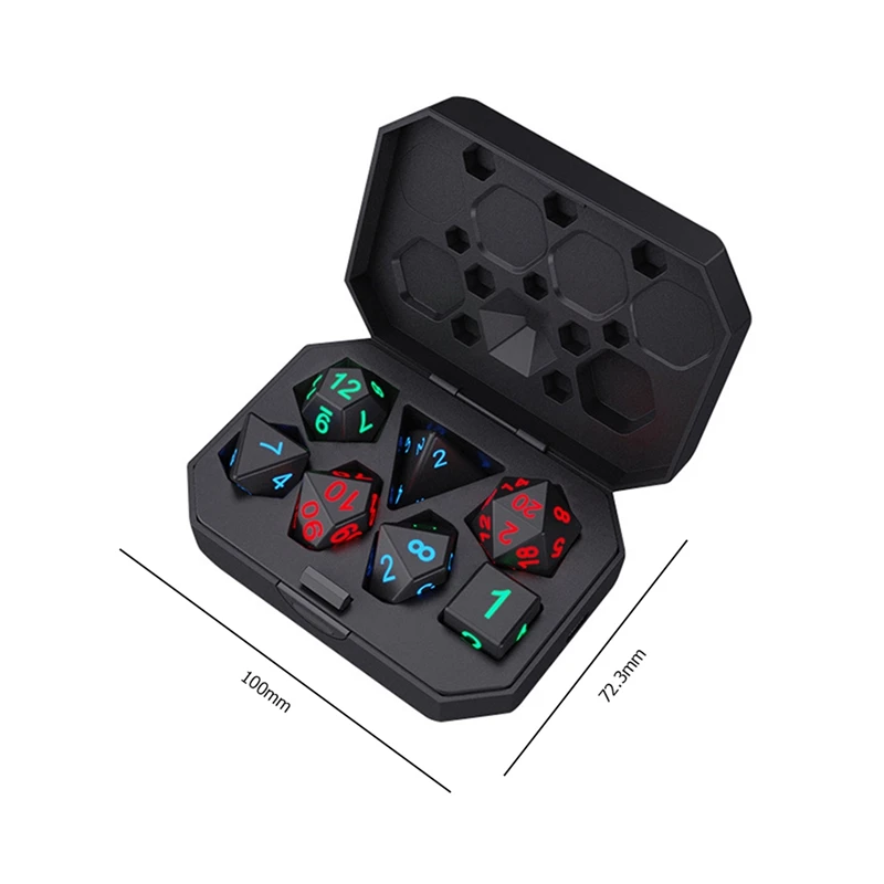 7Pcs Electronic Dice USB Rechargeable Luminous Dice Glow In The Dark DND Dices RPG Polyhedral Dice D4 D6 D8 D10 D12 D20