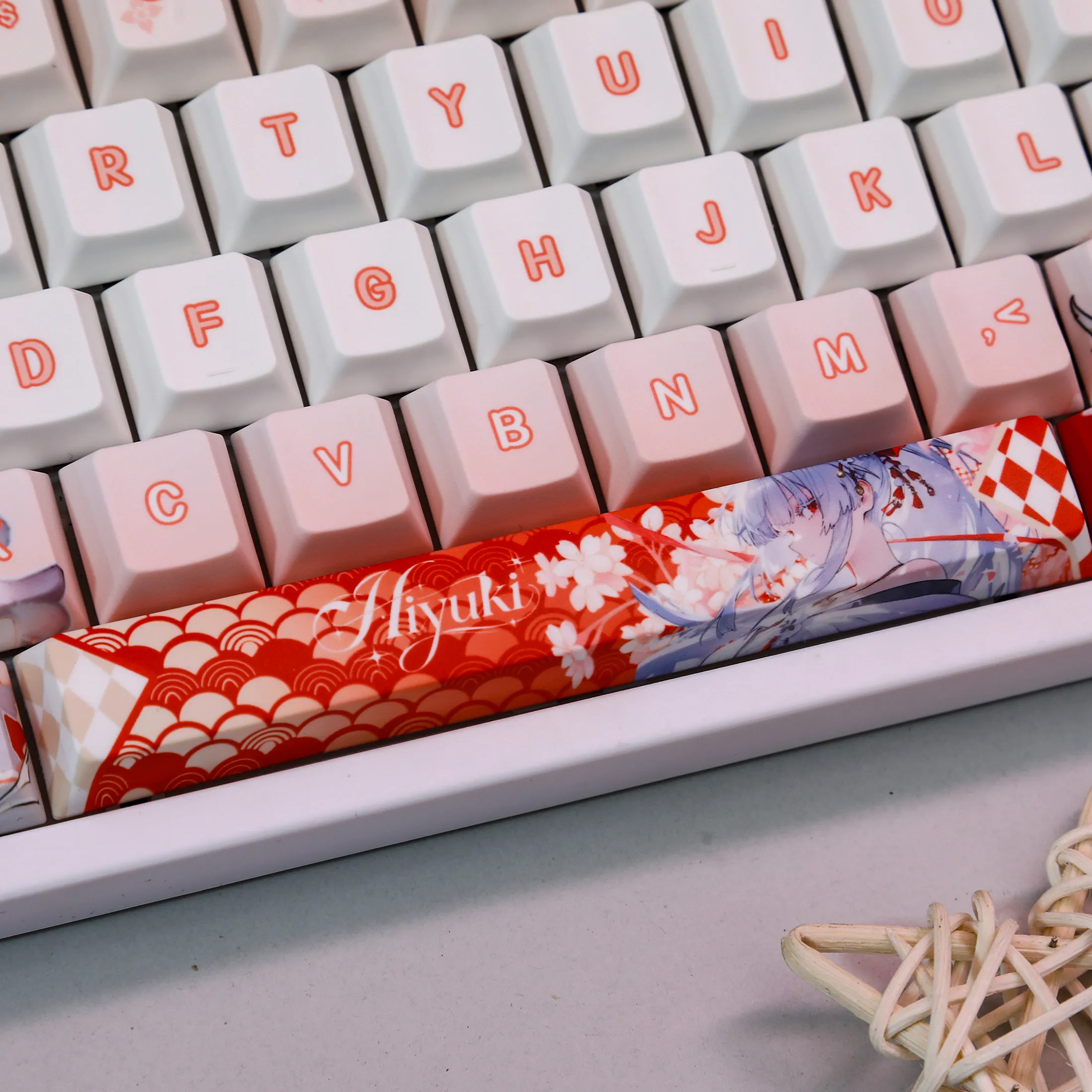 ひゆき Keycaps 120 Keys ‌Wuthering Waves Keycap Hiyuki Kōkō Japan Anime PBT Cherry Profile for ANSI Made68 Mad68 Wooting60