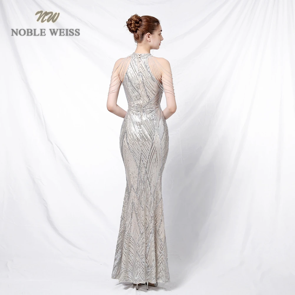 Prom Long Elegant Dresses  Halter  Sequin  Mermaid Prom Dress  Vestidos De Fiesta Evening Dresses