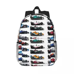 F1 All Cars 2022 Backpacks Boys Girls Bookbag Fashion Children School Bags Laptop Rucksack Shoulder Bag Large Capacity