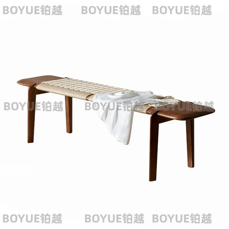 for Nordic Rattan Bedside Stool Bedroom Home Shoe Changing Bench Footrest Couch End Table Clothing Store Display Seat