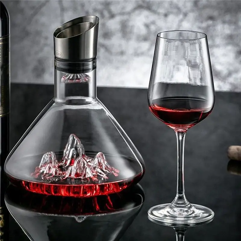 A27F-Wine Decanter 1500ML Iceberg Whisky Handmade Lead-Free Crystal Pourer Carafe Thickened Wine Dispenser Accessories Transpare