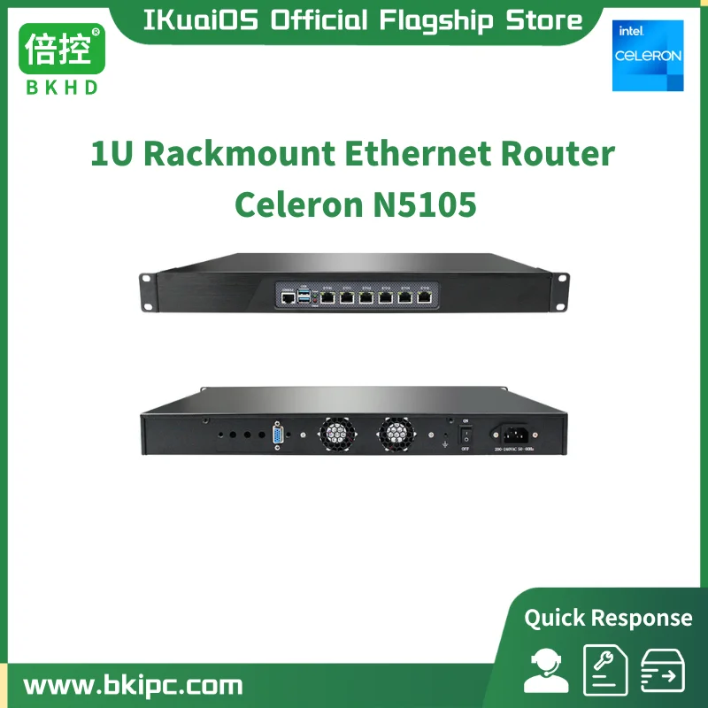 IKuaiOS 1U Rack Mount Router Appliance Celeron N5105 6x2.5G Ethernet VLAN VPN ICT Network Security Firewall 1338NP-20