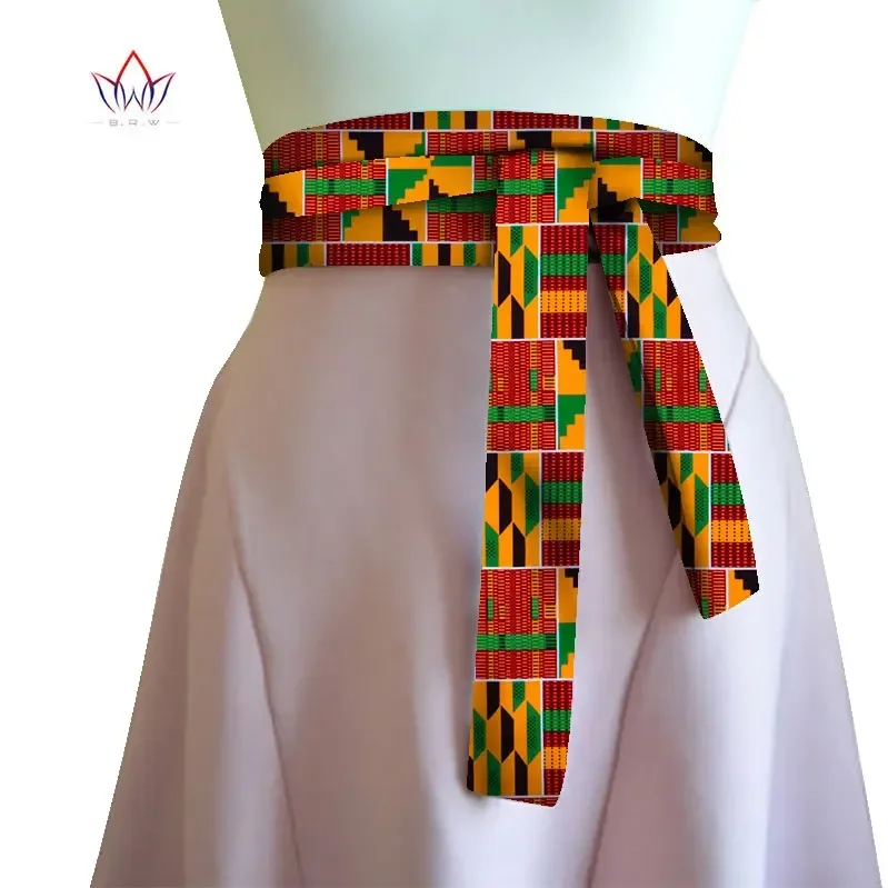BRW 2023 African Print Obi Ankara Green Yellow Peplum Belt Button Skirts For Women Gift Handmade Statement Belt Accessory WYX30