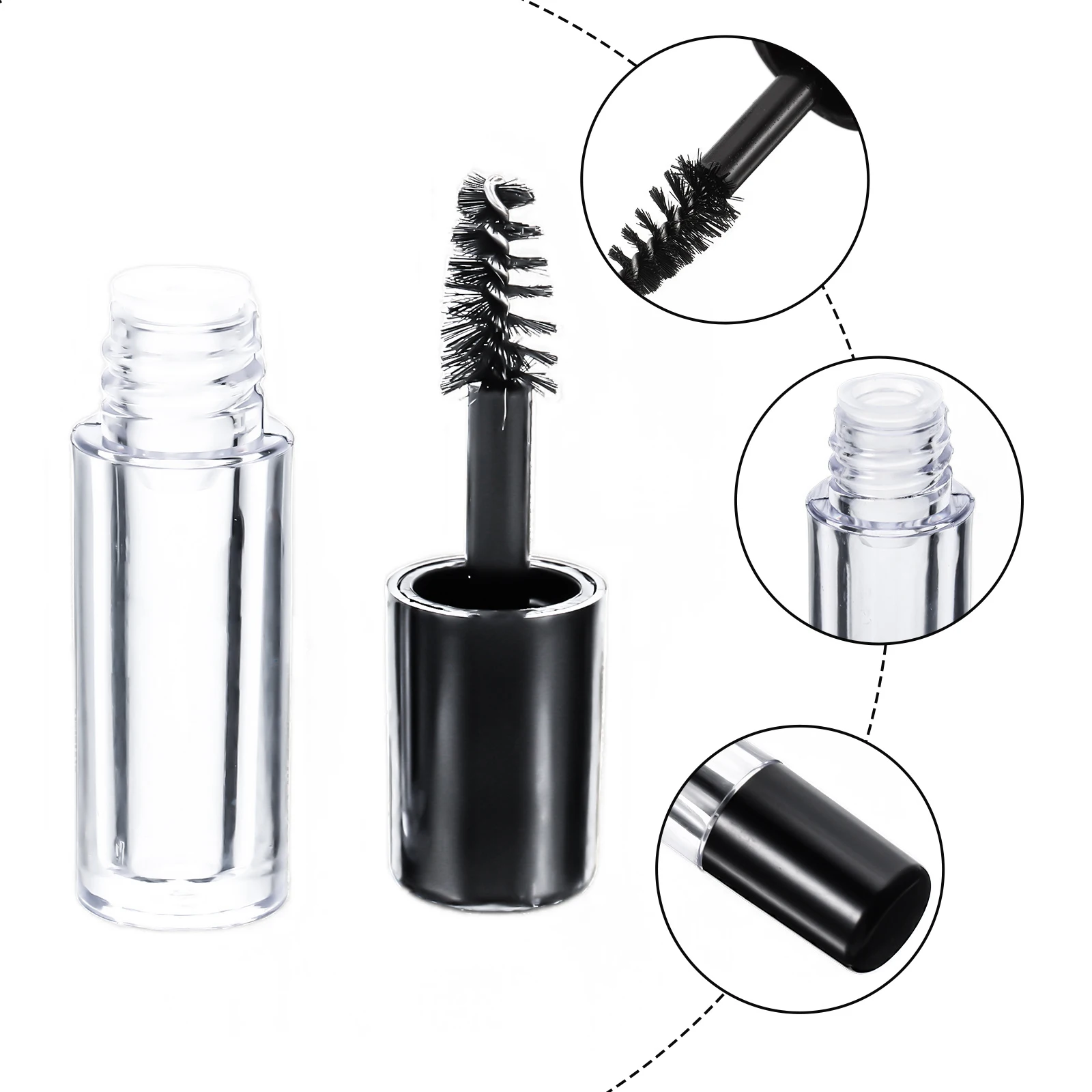 

20pcs Empty Mascara Tubes Acrylic Containers Portable Travel Size Clear Refillable Eyelash Cream Bottle Lash Tech Supplies