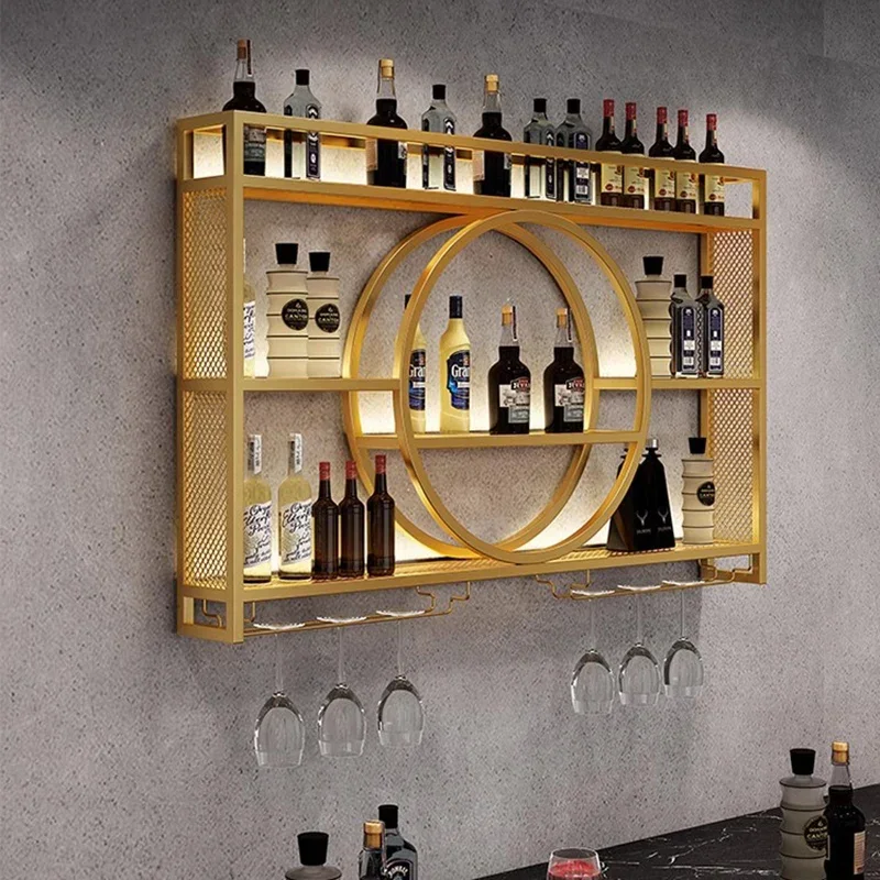 

Drinks Cabinet Iron Whiskey Showcase Metal Storage Wine Rack Shelves Wall Bar Antique Outdoor High End Portable Nordic Furniture