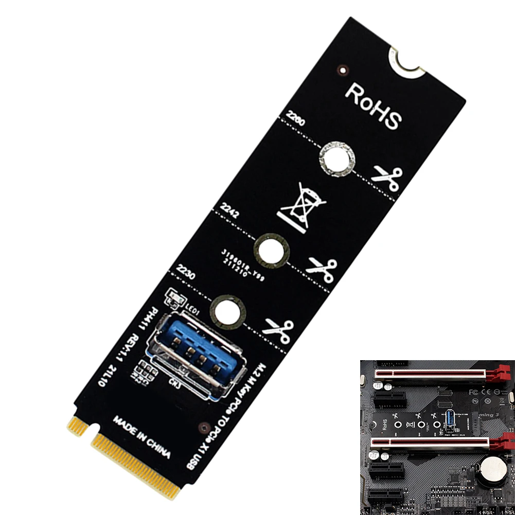

Конвертер M.2 NGFF M-Key в USB3.0 Удлинитель видеокарты NGFF M.2 на PCI-E X1 Поддержка карты передачи USB3.0 2280 2260 2242 2230