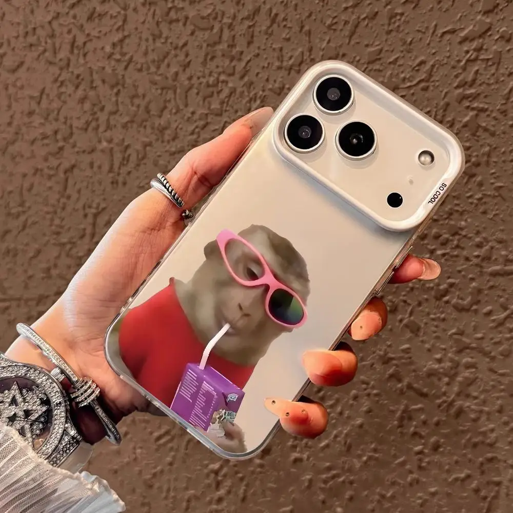 حافظة هاتف بنمط قرد مضحك مناسبة لهاتف آيفون 17 16 15 14 13 12 11 Pro/ Max/Plus غطاء خلفي مضاد للسقوط والصدمات