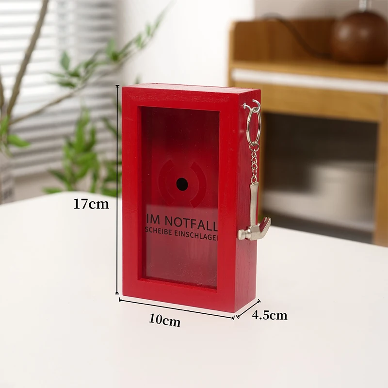 Unieke transparante spaardoos, rood hout voor kinderen en volwassenen.