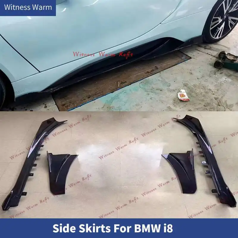 

4pcs/set Carbon Fiber Side Skirts Extension Lips for Bmw i8 2014 2015 2016 2017 2018 Frp Side Lip Splitters Body Kits