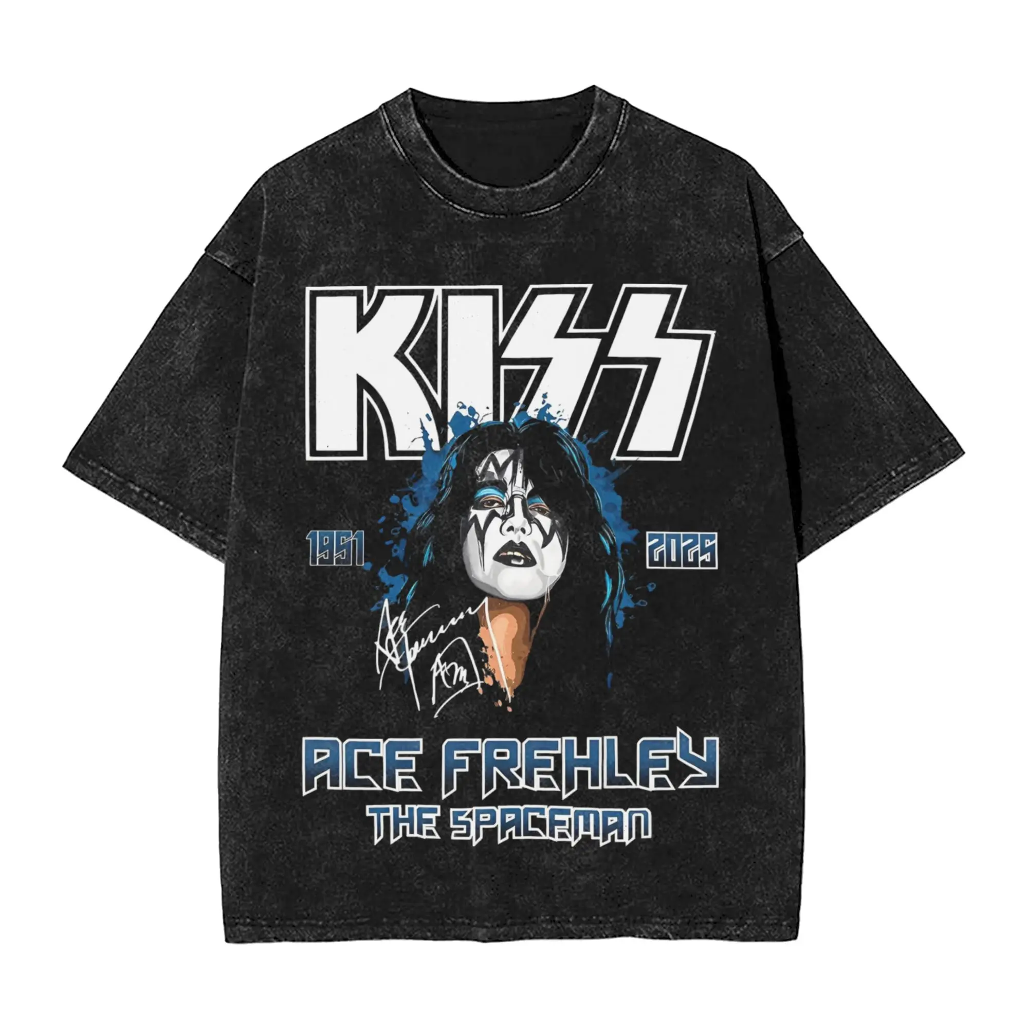 

Летняя стираная футболка RIP Ace Frehley Spaceman, футболки в стиле Харадзюку, рок-музыка для мужчин и женщин, футболка