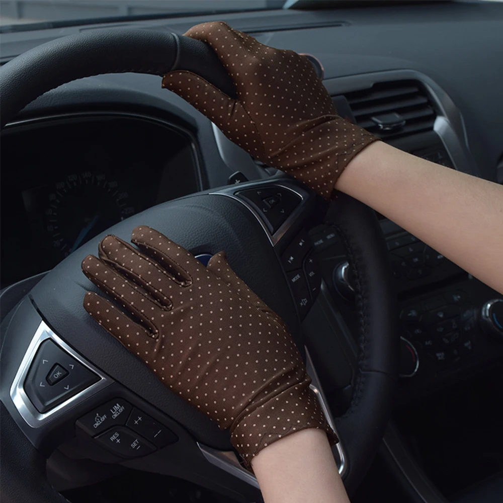 Fashion Etiquette Summer Elastic Anti-UV Spandex Dots Gloves Driving Gloves Sunscreen Women Gloves