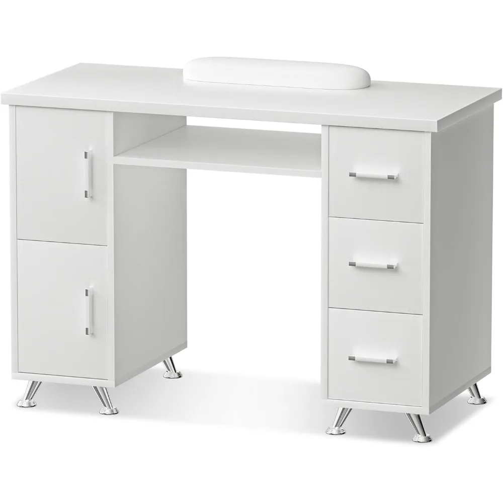 

Acetone Resistant Manicure Table, Nail Tech Desk with Double Layered Design