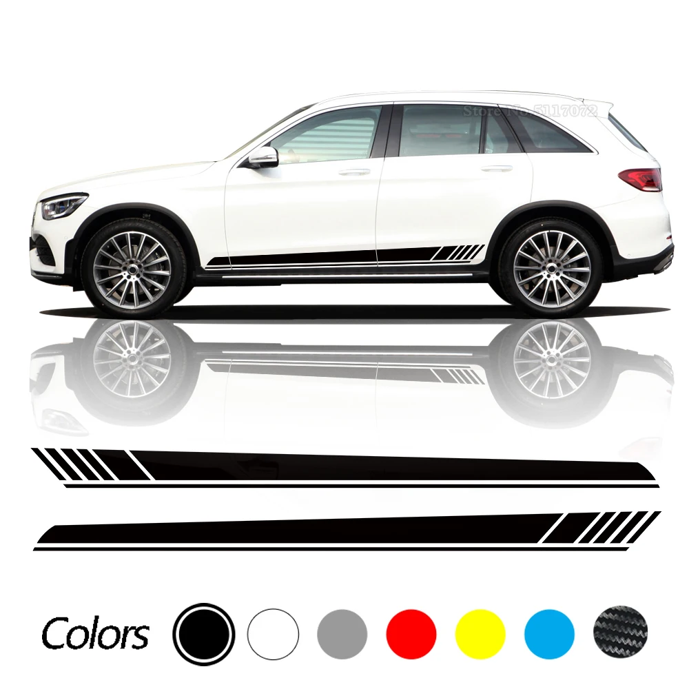 Car Side Skirt Decals Door Stickers For Mercedes Benz A B C E G S R X V Cla Clk Cls Slk Slc Eqc Gla Glc Gle Gls Glk Vito Gt