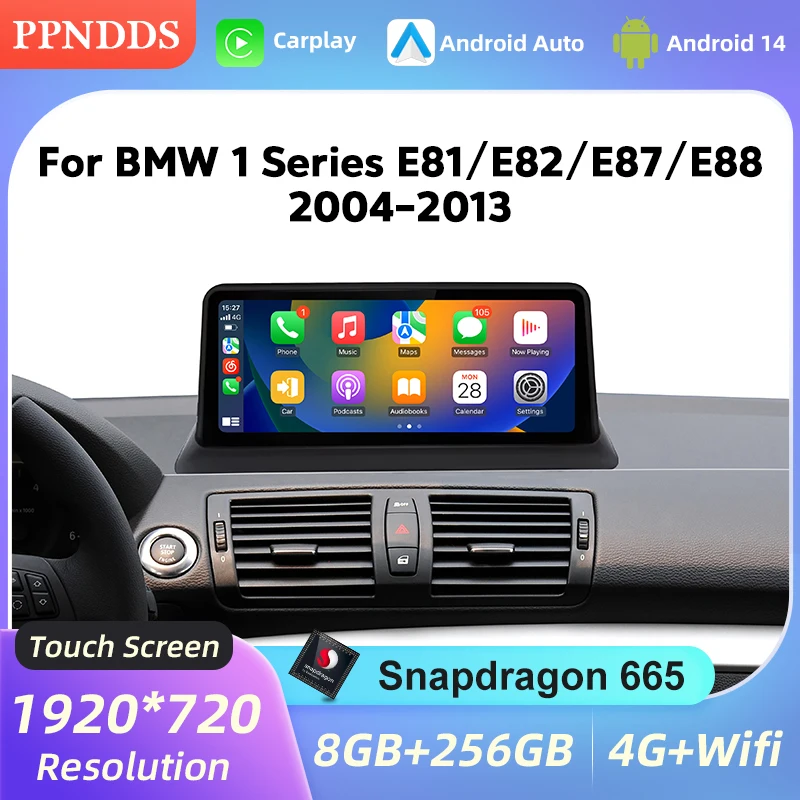 

Автомагнитола PPNDDS для BMW 1 серии E81 E82 E87 E88 2004-2011 с Android-экраном и CarPlay