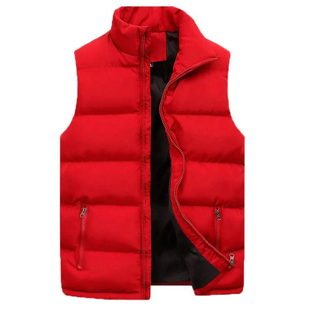 Men Stand Collar Loose Cotton Pad Parka Waistcoats Autumn Winter Unisex Sleeveless Zip Up Vests Oversized M-6XL BSD-M-03