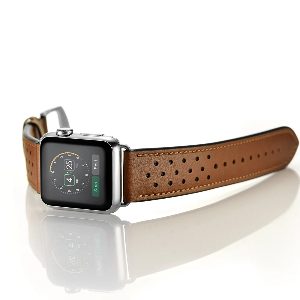 Crazy Horse Pattern For Apple Watch Band 45mm 41mm 44mm 40mm 42mm/38mm Genuine Leather Strap Iwatch Series 7 6 5 4 3 SE Bracelet