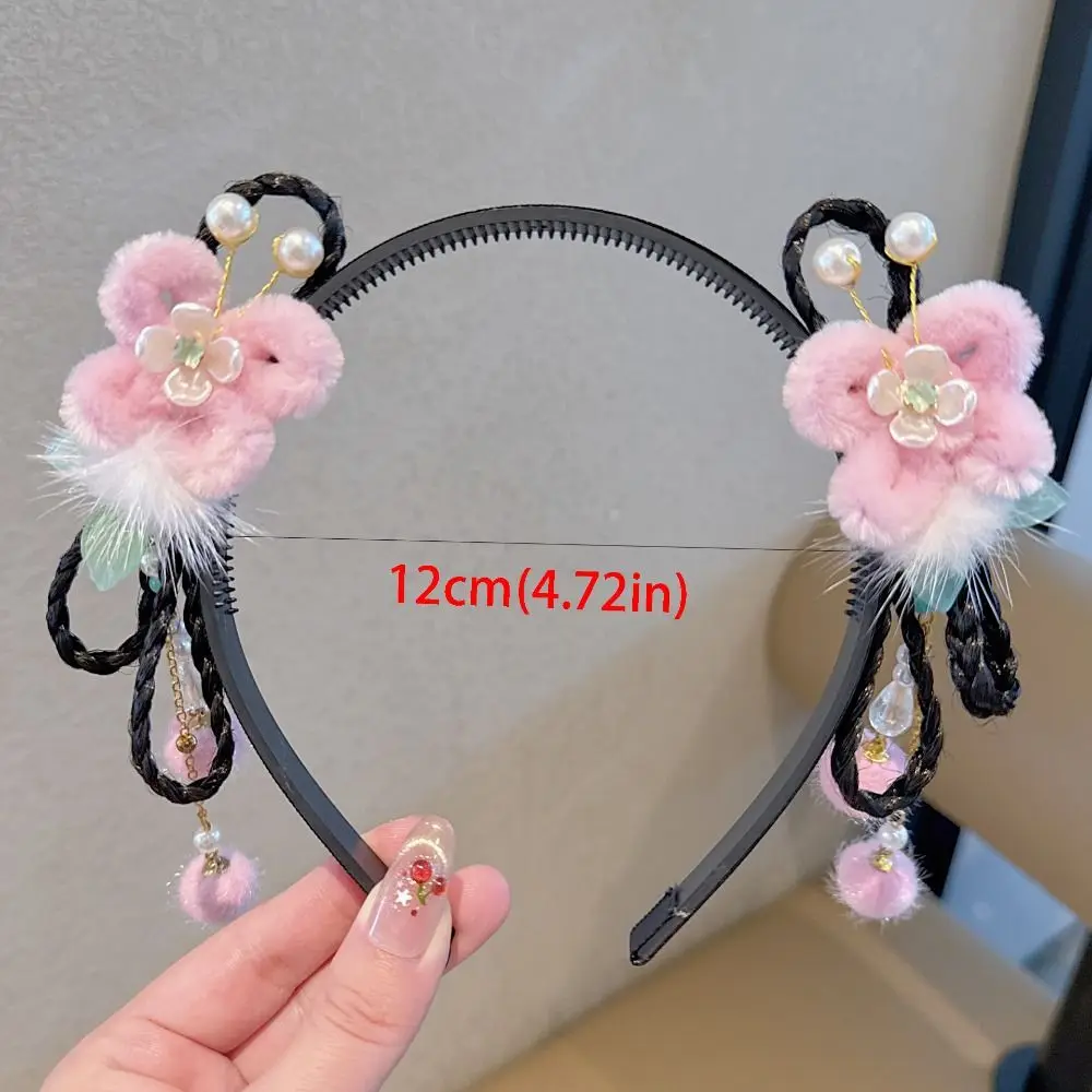 جميل زهرة الأطفال شعر مستعار عقال شرابة كوي الأسماك Hanfu أغطية الرأس جديلة الشعر فراشة السنة الصينية الجديدة أغطية الرأس يوميا