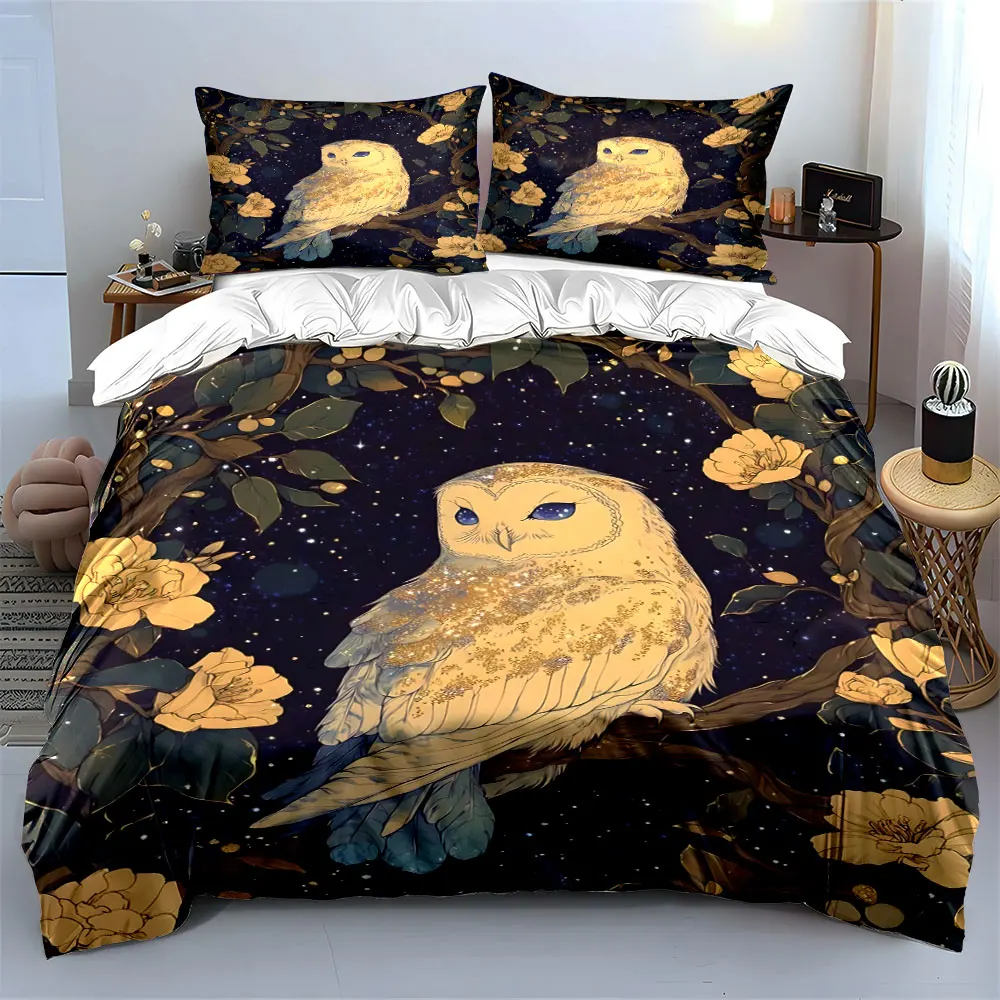 

"Starry Owl Decorative Art Set" Soft Comfortable Duvet Cover Bedding Set Included 1*Duvet Cover & 2*Pillowcases, gift