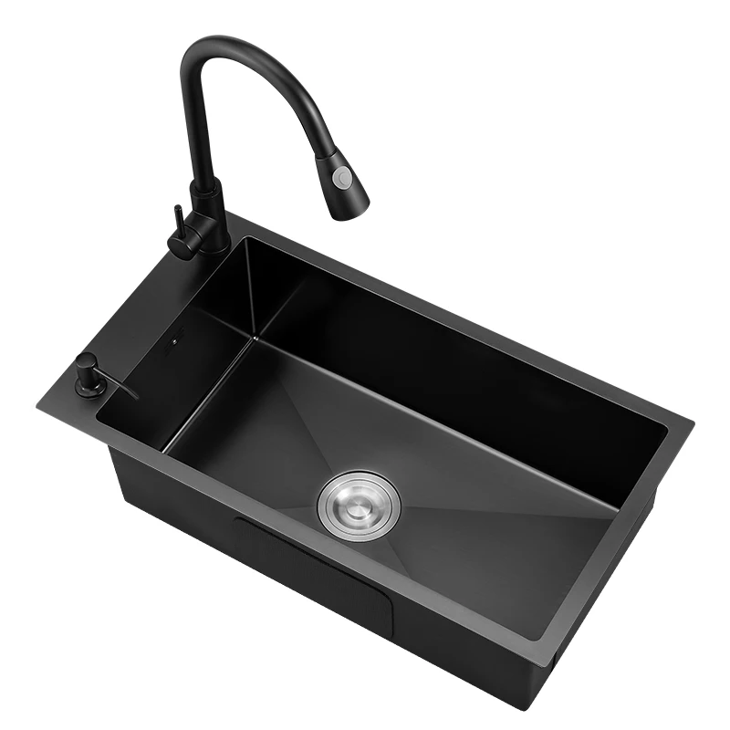 

Black Nano Single Sink 304 Stainless Steel Sink Kitchen Vegetable Basin Balcony Undercounter