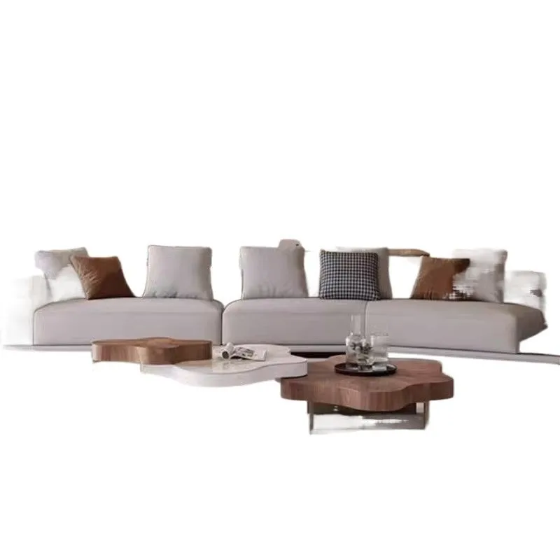 

Cream cloud coffee table, solid wood Italian irregular living room light luxury Internet celebrity simple modern special-shaped