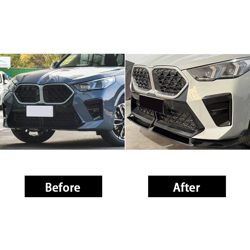 Gloss Black Carbon Fiber Print Front Bumper Lip Spoiler for BMW X2 & iX2 U10 2024 - 2026 sDrive20i xDrive28i sDrive18d sDrive20d