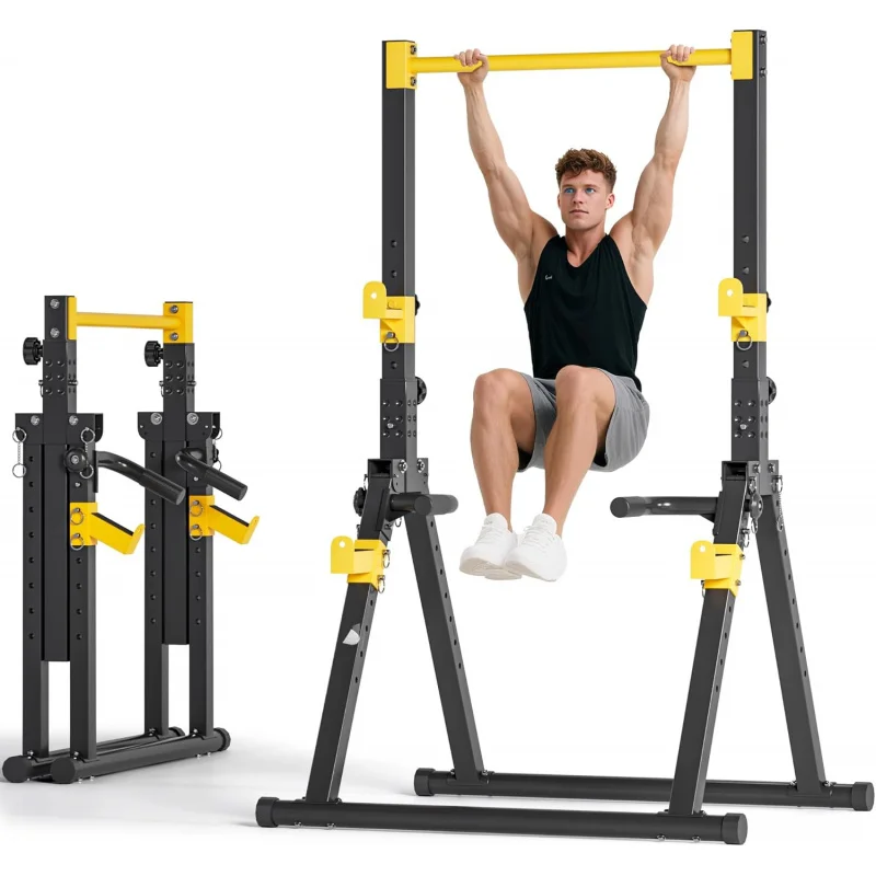 

Power Tower Pull Up Bar Station, Foldable Dip Station,Adjustable Stand Training Workout Equipment