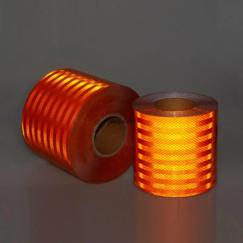 15CM*5M Orange PET Reflective Super Grade Tape Collision Warning Strip Waterproof Adhesive Reflectors StickersFor Truck Traffic