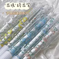 6pcs Transparent flowers Gel Pens 0.5mm Ballpoint Pens Signature Pen Writing tools School Office Supplies Cute Stationery