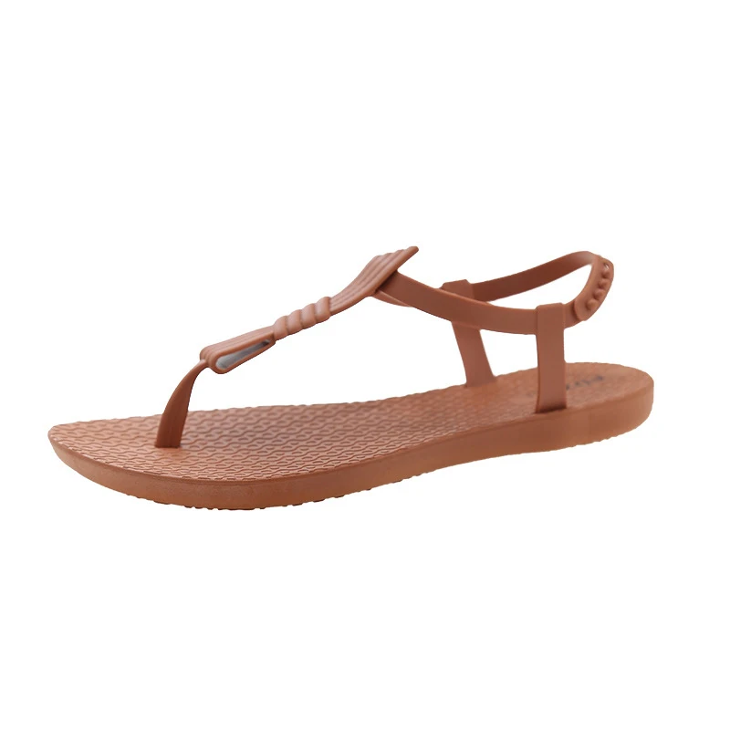 Chanclas de playa romanas para mujer, sandalias de fondo plano, cómodas e informales, a la moda, novedad de verano