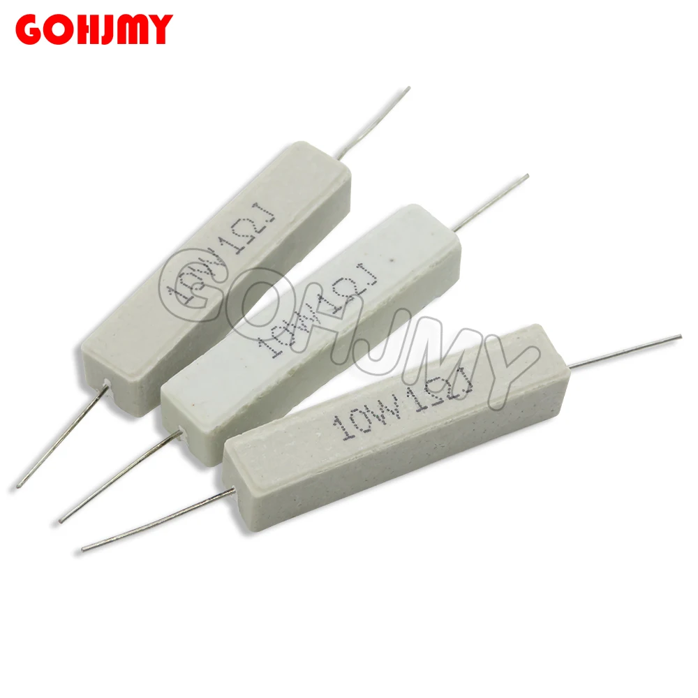 10PCS 10W Rezystancja cementu 0,1 ~ 10k ohm 0,22 0,33 0,33R 1R 2R 8R 10R 15R 47R 100R 1 10 25 47 100 1K 2K 10K ohm Rezystor cementowy