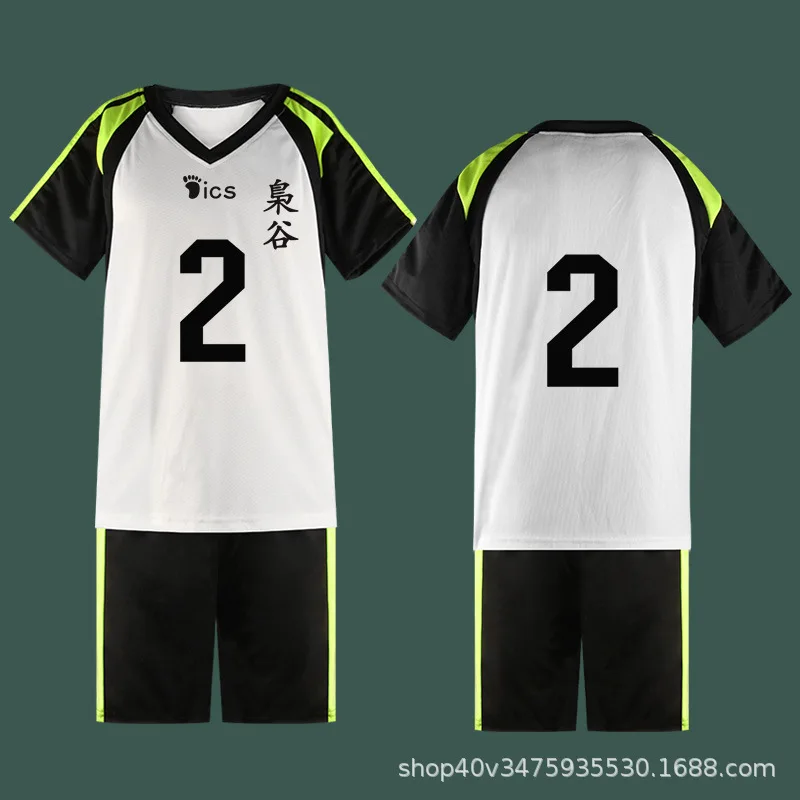 Anime Haikyuu!! Fukurodani Bokuto Koutarou Uniform T-shirt and Shorts Cosplay Costume Haikiyu Volley Ball Team Jersey