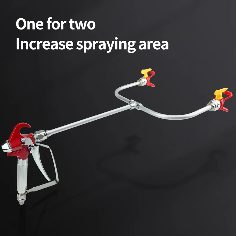 Airless Paint Spray Gun Extension Pole Double Nozzle Guard Painting Tool With 2 Tips 517