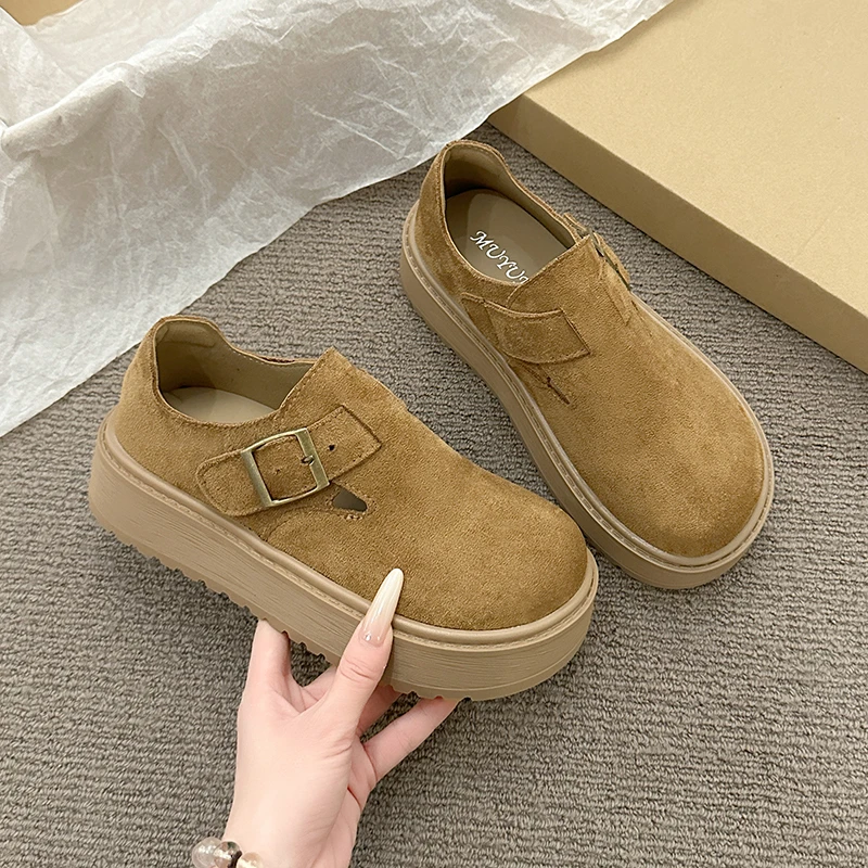 

Women's Mid-Heel Shoes Autumn New Arrival | High-Level Retro Versatile Slip-On Lazy Elevator Casual Shoes