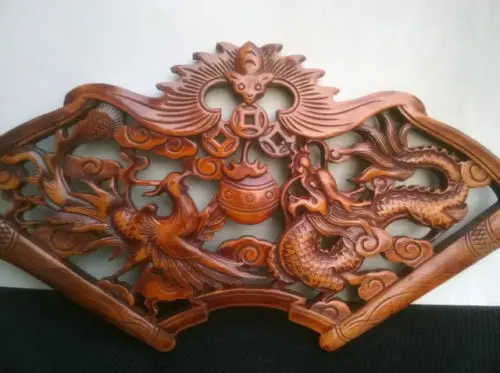 HAND WORK OLD EFFECT XIANG ZHANG SCULPTOR WOOD CARVED DRAGON WALL PANEL home decoration accessories