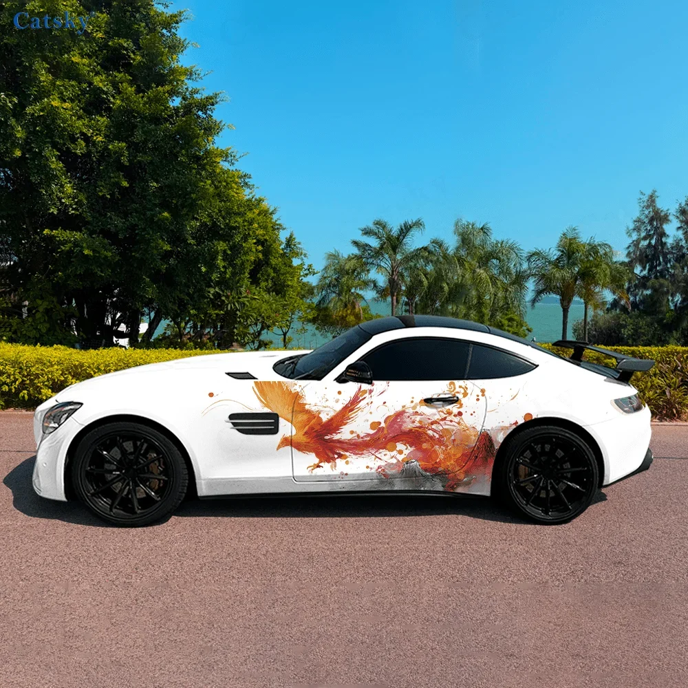 

Flame Phoenix Volcano Cool Car Vinyl Wraps Decal Self-adhesive PVC Sticker Suitable for Trucks SUV Decor Auto Accessories Gift