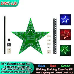 Students Training DIY Kit Five-Pointed Star Breathing Light Gradient LED Light for Christmas Soldering Training Red Green Blue