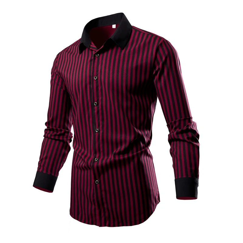 Vinatge Formal Clothes for Men Luxury Designer Striped Shirts 2025 Fashion Long Sleeve Business Camisa Masculina Men Dress Shirt
