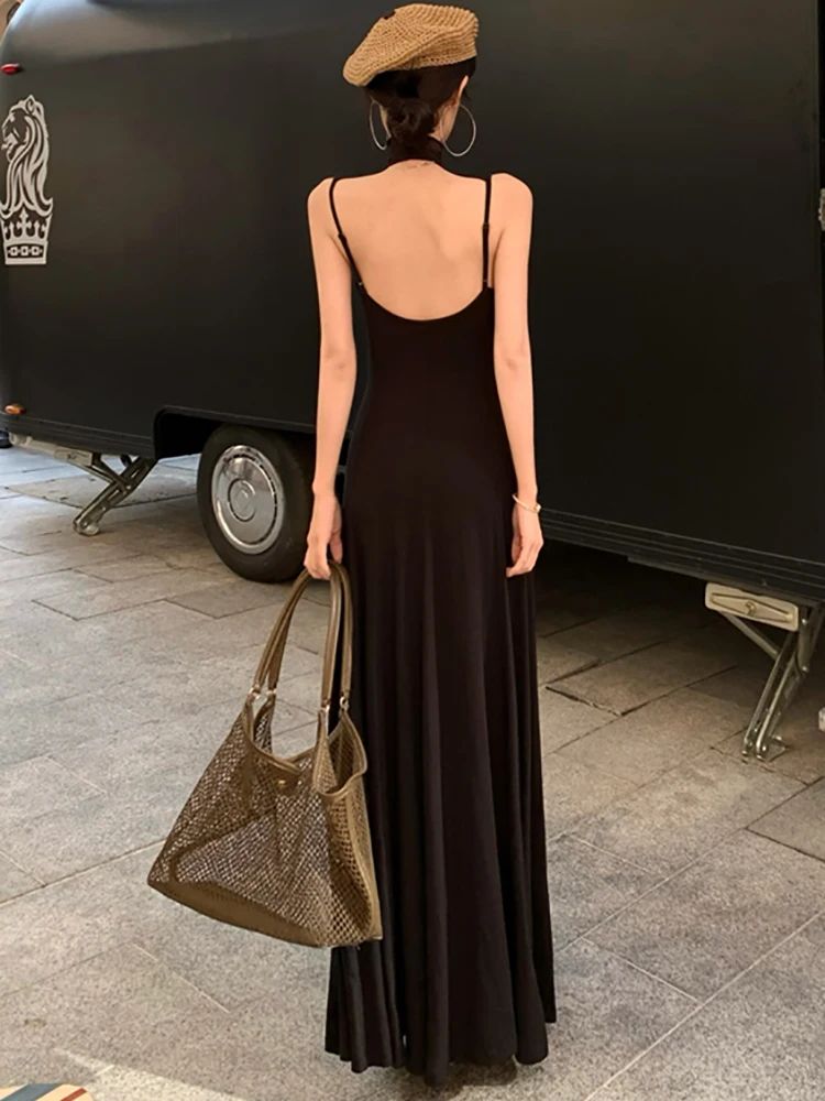 Frauen Lila Gestrickte Ärmellose Stehkragen Lange Kleider Sommer Elegante Luxus Rüschen Prom Kleid 2025, Koreanische Bodycon Vestidos