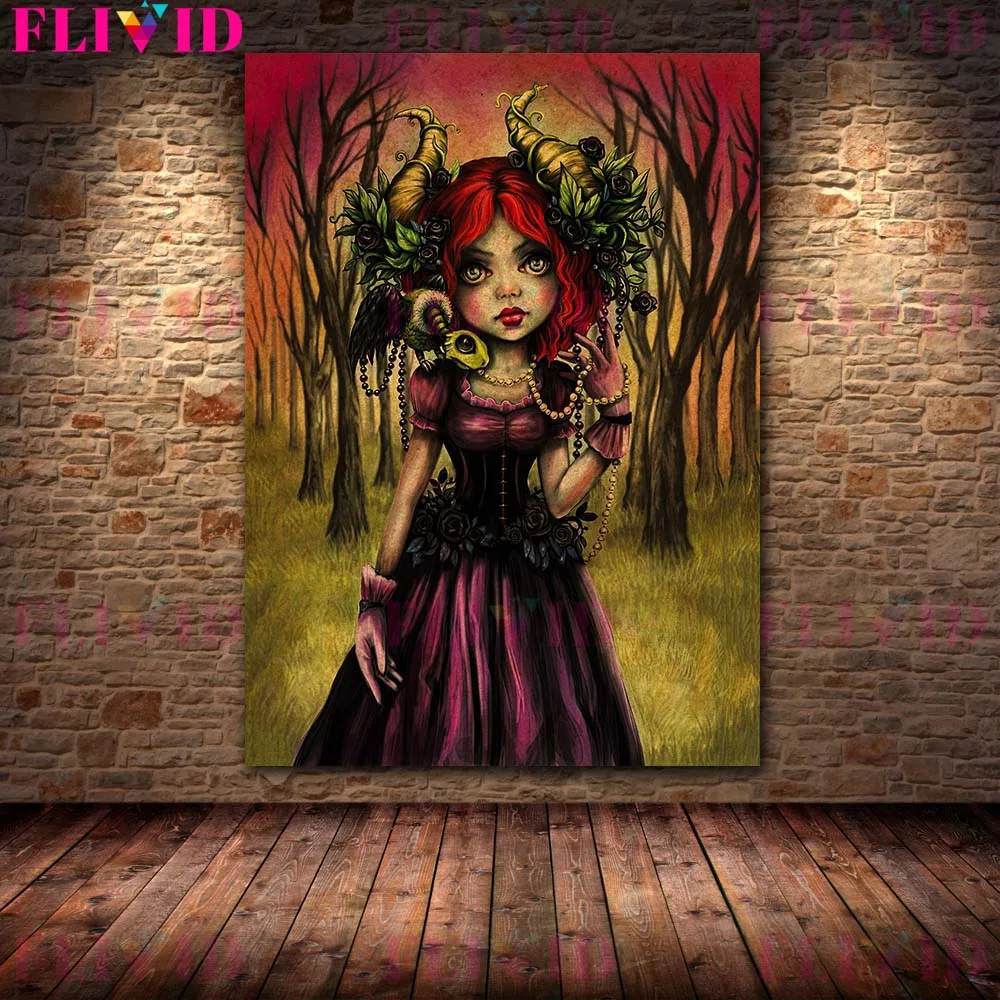 The Creepy Twins And Bird Lady Gothic Horror Art Poster Print Home Decor The Fox Witch Vintage Wall