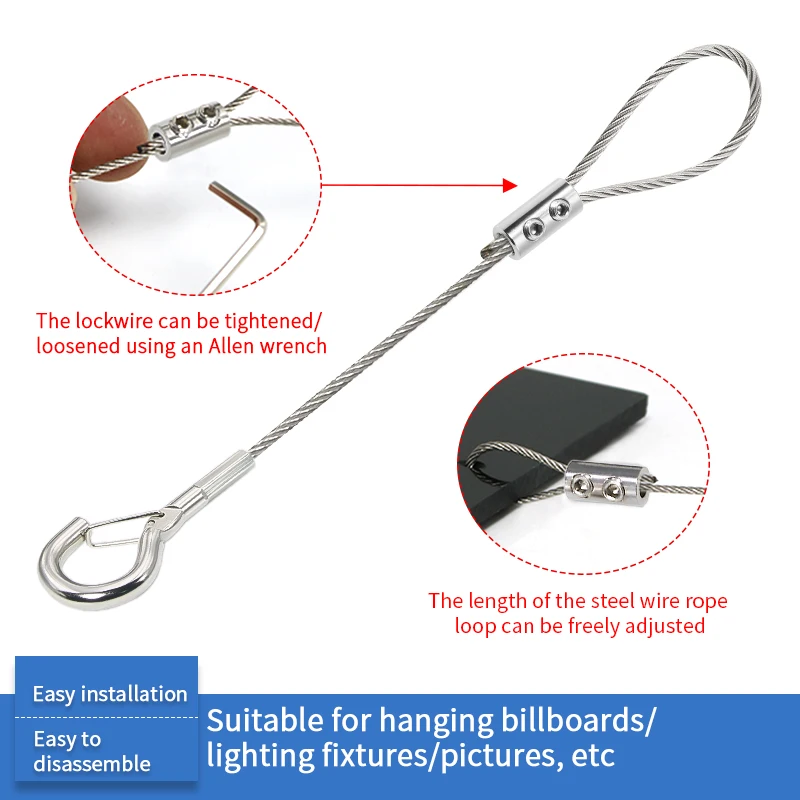 Picture 4: 2mm stainless steel safety rope, 304 stainless steel hanging rope for gallery display, used to hang picture frames
